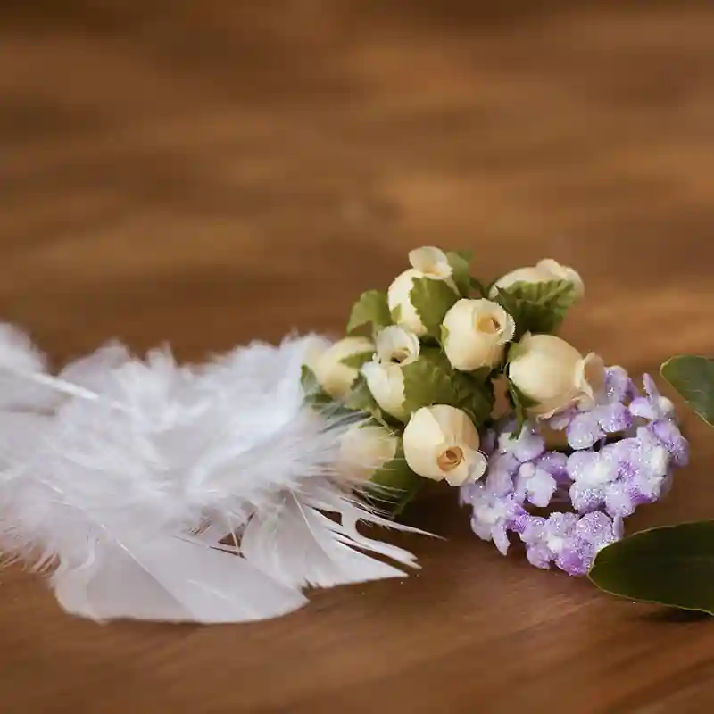 Plumas y flores